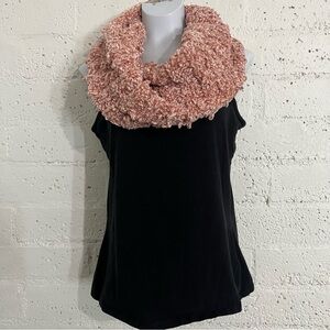 5/$25 Peace & Pearls Womens Scarf Pink Infinity Loose Knit Warm H17